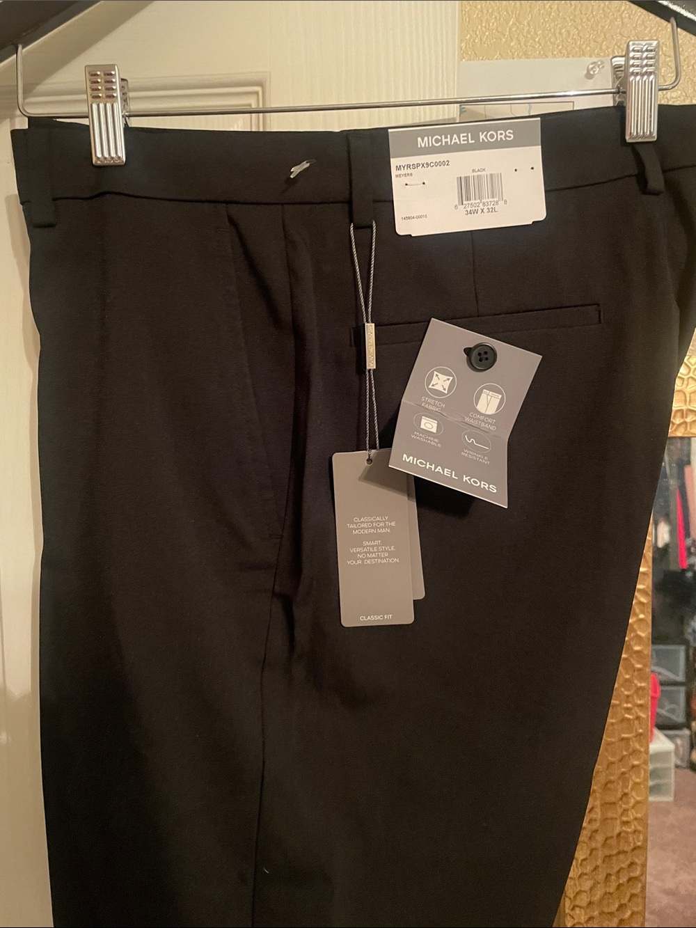 NWT Michael Kors Men's Black Tailored Dress Pants